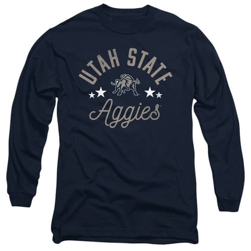 Utah State University Adult Long Sleeve T-Shirt Aggies, Navy, S-3XL — utah-state fan gear