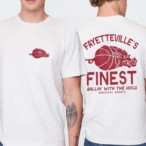 Fayetteville's Finest Ballin With The Hogs Two Sided T-Shirt — arkansas fan gear
