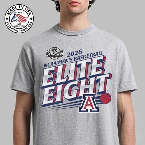 Arizona Wildcats Men's Basketball 2026 NCAA March Madness Elite 8 T-Shirt — arizona fan gear