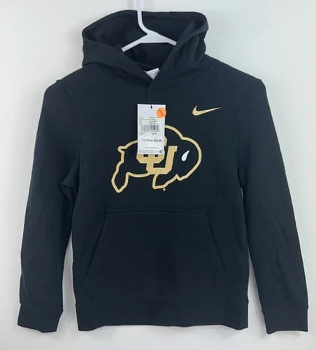 NWT Nike Colorado Buffaloes Youth Small Black Club Fleece Pullover Hoodie $50 — colorado fan gear