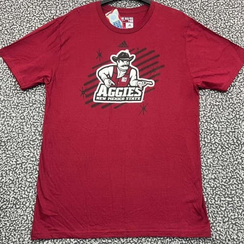 New Mexico State Aggies Shirt Men Large Red Adidas Short Sleeve Crew Neck New L — new-mexico-state fan gear