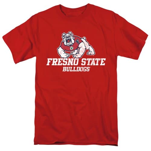 Fresno State University Adult T-Shirt Bulldogs Logo, Red, S-5XL — fresno-state fan gear