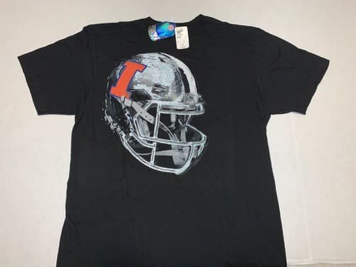 University of Illinois Fighting Illini Huge Football Helmet Black T-Shirt New XL — illinois fan gear
