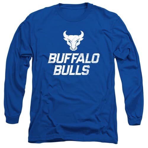 University of Buffalo Adult Long Sleeve T-Shirt Bulls Logo, Royal Blue, S-3XL — buffalo fan gear