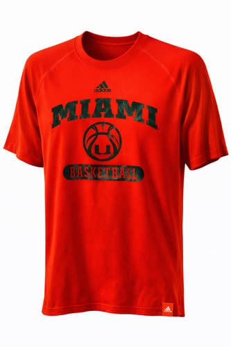 adidas Men’s Miami Hurricanes Sport Arch Basketball T-Shirt Orange Large — miami fan gear