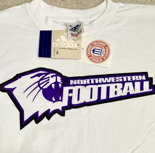 New Vintage Northwestern Wildcats Tshirt Size XL Football Adidas College NCAA — northwestern fan gear