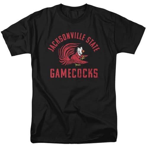 Jacksonville State University Adult T-Shirt Gamecocks Logo, Black, S-5XL — jacksonville-state fan gear