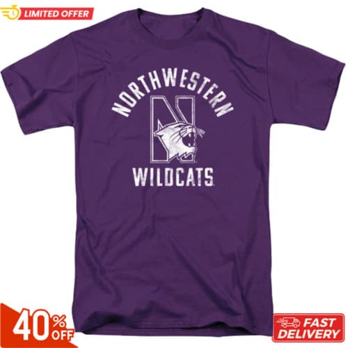 Northwestern University Adult T-Shirt Wildcats Logo, Purple, S-5XL, Reprint_sale — northwestern fan gear