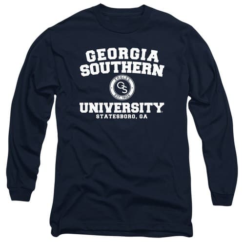 Georgia Southern Adult Long Sleeve T-Shirt Eagles Circle Logo, Navy, S-3XL — georgia-southern fan gear