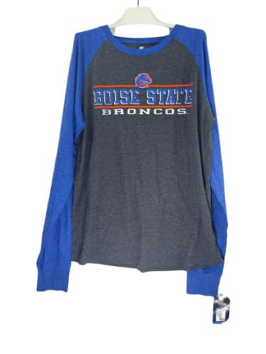 COLOSSEUM Men's Boise State Broncos Hammer Raglan T-Shirt, Gray/Blue — boise-state fan gear