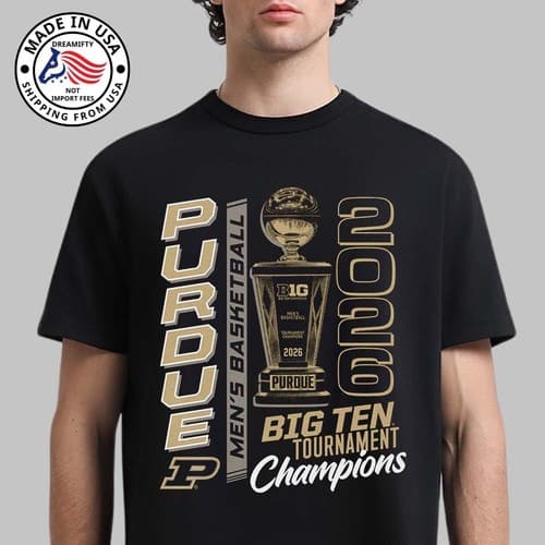 Purdue Boilermakers Men's Basketball 2026 Big Ten Champions Trophy T-Shirt — purdue fan gear