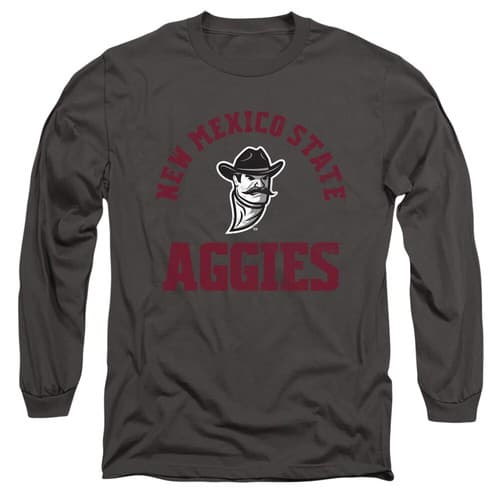 New Mexico State Adult Long Sleeve T-Shirt Aggies Logo, Charcoal, S-3XL — new-mexico-state fan gear
