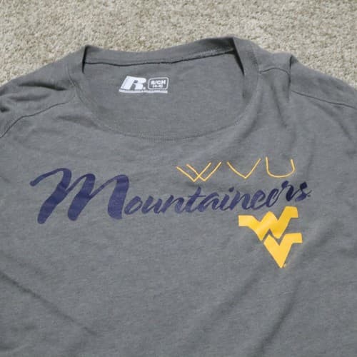 West Virginia University Mountaineers Football T-Shirt Russell Men's S Small — west-virginia fan gear