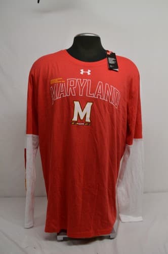 NEW UNDER ARMOUR UNIVERSITY MARYLAND TERRAPINS L/S Basketball T-SHIRT Mens 2XL — maryland fan gear