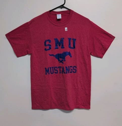 Port & Company SMU Mustangs Distressed Retro Logo T Shirt XL Red Heather  — smu fan gear