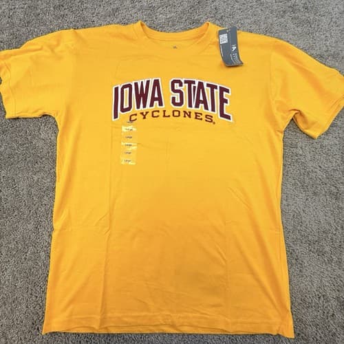 Iowa State Cyclone T-Shirt Men's Large Yellow Knight's Apparel Comfort NCAA — iowa-state fan gear