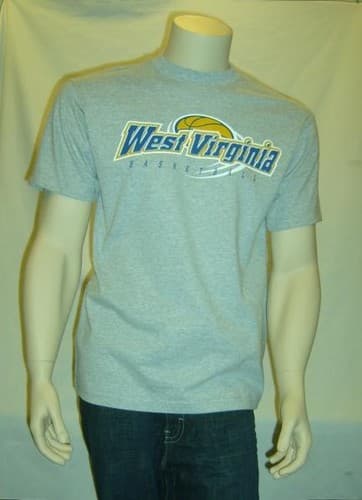 NCAA University of West Virginia Y2K T Shirt MOUNTAINEERS Basketball Gray NOS — west-virginia fan gear