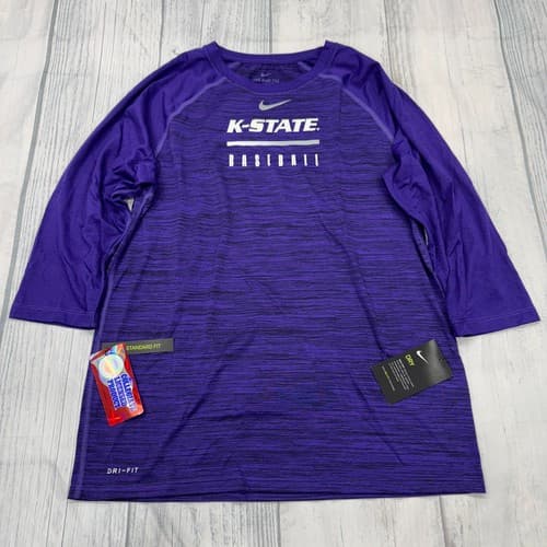 NWT Kansas State Wildcats Baseball Nike 3/4 T Shirt M College K-State Mens — kansas-state fan gear