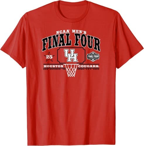 Houston Cougars Final Four 2025 Star Red T-shirt Sweatshirt T-shirt — houston fan gear