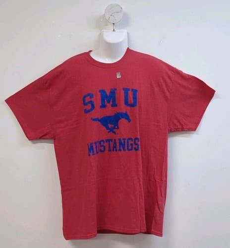 Port & Company SMU Mustangs Distressed Retro Logo Mens T Shirt Large Red Heather — smu fan gear