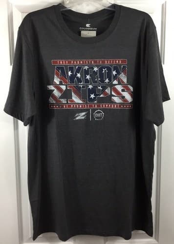 Akron University Zips T-Shirt Mens XL Gray Heather Colosseum Operation Hat Trick — akron fan gear