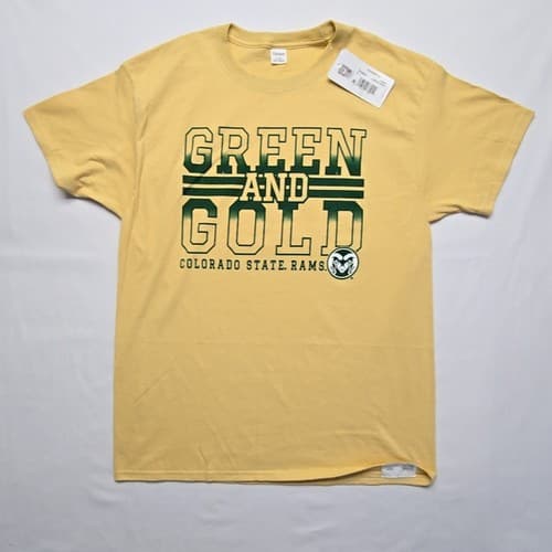 Colorado State Rams Shirt Green And Gold Graphic Tee Mens Yellow Hanes Large — colorado-state fan gear