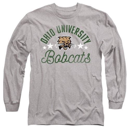 Ohio University Adult Long Sleeve T-Shirt Bobcats, Athletic Heather, S-3XL — ohio fan gear