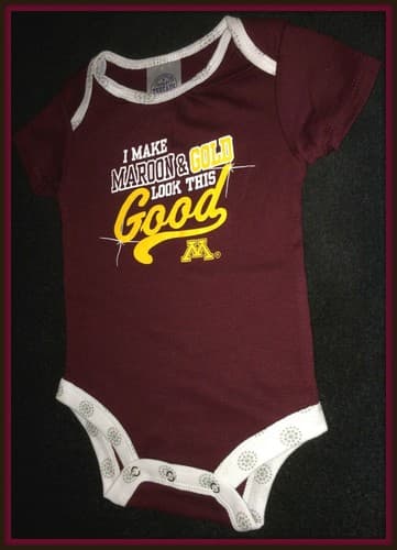 MINNESOTA GOPHERS MAROON & GOLD INFANT ONE PIECE 3 SIZES 0-3, 3-6, 6-9 MONTH  — minnesota fan gear
