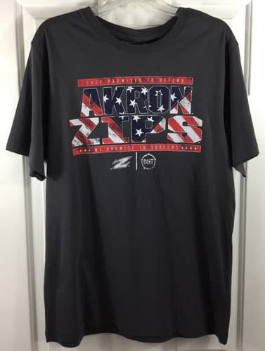 Akron University Zips T-Shirt Mens L Gray Cotton Colosseum Operation Hat Trick — akron fan gear