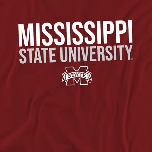 Mississippi State University Adult T-Shirt Stacked, Maroon, S-3XL — mississippi-state fan gear