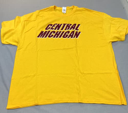 Central Michigan Shirt Size 3XL Cotton T Shirt Yellow Chippewas — central-michigan fan gear