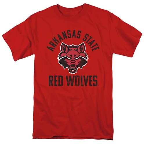 Arkansas State University Adult T-Shirt Red Wolves Logo, Red, S-5XL — arkansas-state fan gear