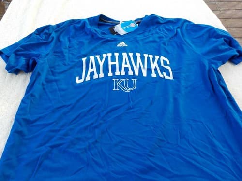 NWT Adidas Kansas Jayhawks T, men's L, XXL, 3XL, royal blue, basketball — kansas fan gear