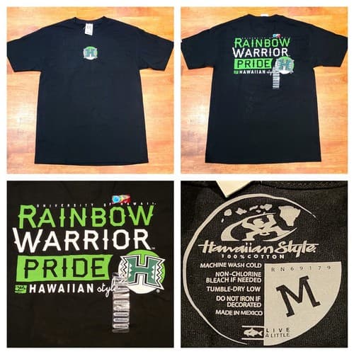 New! Univ. Of Hawaii Rainbow Warriors Pride Hawaiian Style T-Shirt Medium Black — hawaii fan gear