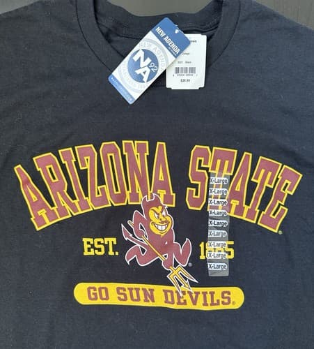 NWT!!! Arizona State University Adult T-Shirt ASU Sun Devils Official Black XL — arizona-state fan gear