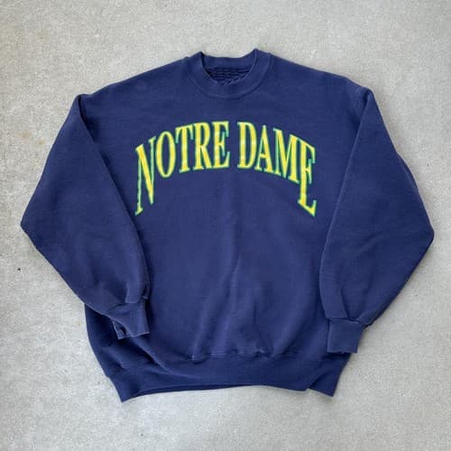 Notre Dame Fighting Irish Paint Splatter Crewneck Sweatshirt Navy Blue — notre-dame fan gear