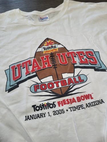 Vintage 2005 Y2K Tostino's Fiesta Bowl Utah Utes Football T-shirt Sz 2XL Old Sch — utah fan gear