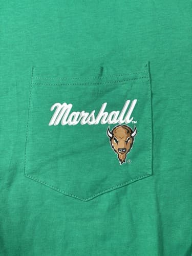 Marshall Thundering Herd Mens T-Shirt XL Green Long Sleeve Champion 100% Cotton — marshall fan gear