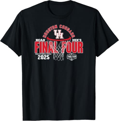 Houston Cougars Final Four 2025 Hoop Black T-shirt Sweatshirt — houston fan gear