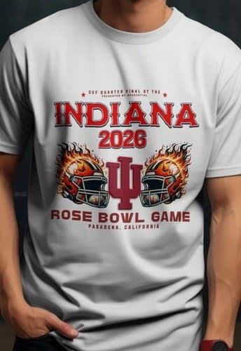Indiana Hoosiers 2025 College Football Playoff Rose Bowl T-Shirt Unisex 3XL — indiana fan gear