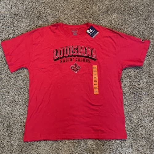 New Champion NCAA Louisiana Lafayette UL Ragin Cajuns T Shirt Mens Size XXL 2XL — louisiana fan gear