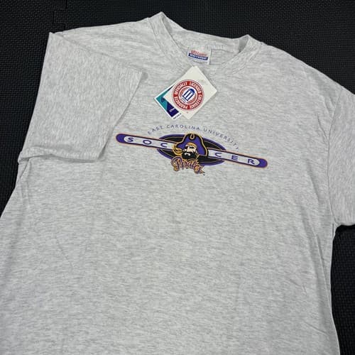 Vintage East Carolina T Shirt Medium Long Soccer Pirates University NEW — east-carolina fan gear