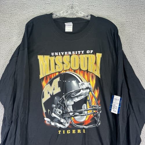 Missouri Tigers Shirt Mens XL Black Football Long Sleeve Flames NCAA — missouri fan gear