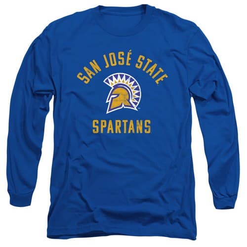 San Jose State Adult Long Sleeve T-Shirt Spartans Logo, Royal Blue, S-3XL — san-jose-state fan gear