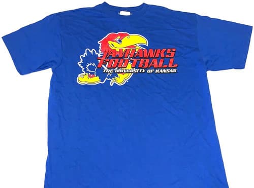 Rare! Vintage Kansas Jayhawks Football Team Mascot T-Shirt New! NWT MEDIUM — kansas fan gear