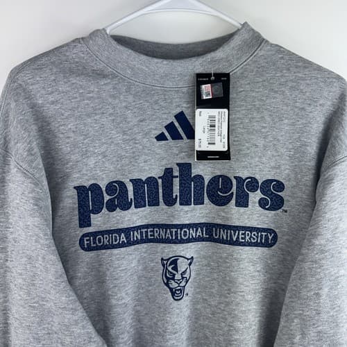 NWT Adidas FIU Golden Panthers Women’s Large Gray Vintage Crewneck $75 — fiu fan gear
