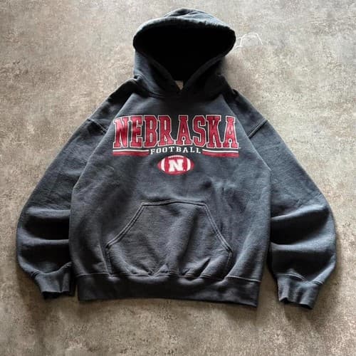 Nebraska Huskers Football Spellout Grey Hoodie Gildan Unisex S-5XL — nebraska fan gear