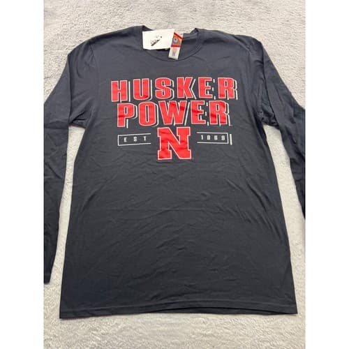 Nebraska Cornhuskers Husker Power Long Sleeve T-Shirt Mens Medium Black New — nebraska fan gear