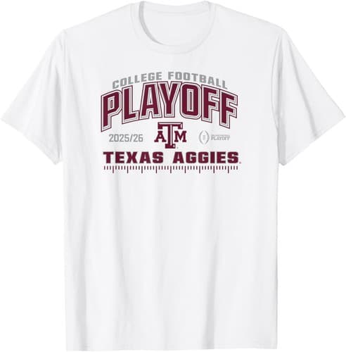 Texas A&M Aggies College Football Playoff CFP 2025-26 White T-Shirt — texas-am fan gear