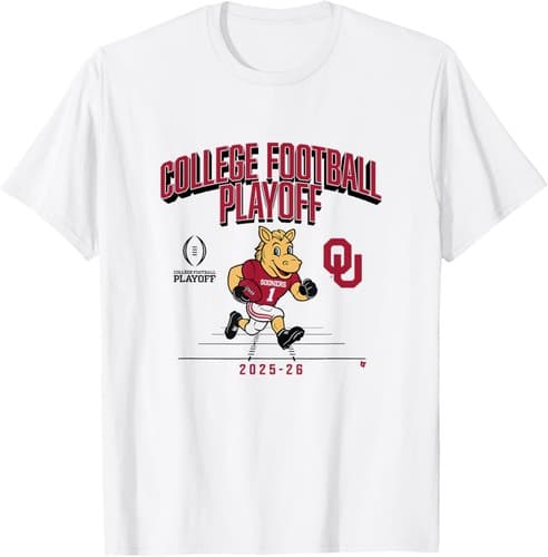 Oklahoma Sooners College Football Playoff Mascot Text 2025 T-Shirt — oklahoma fan gear